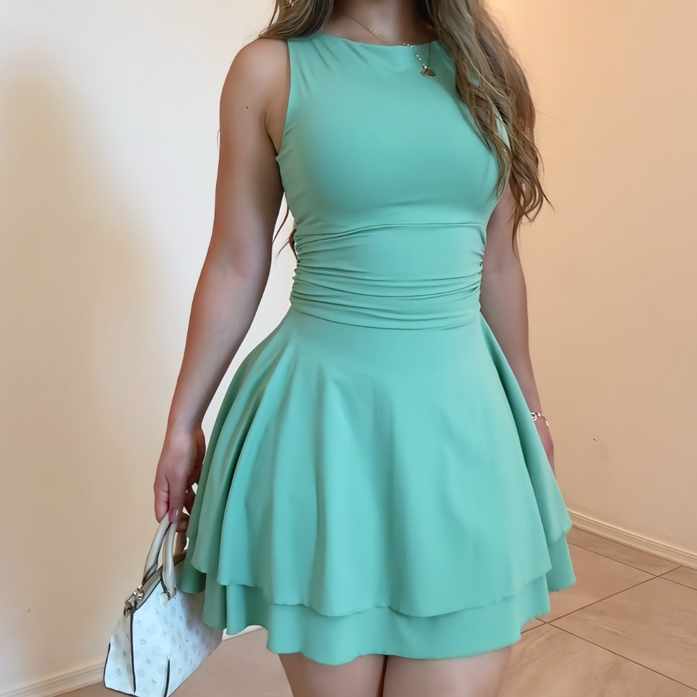 Sleeveless Mint Green Fit & Flare Dress - Women's